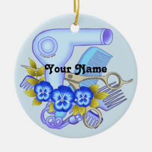 Blue Pansy Beautician Ceramic Ornament
