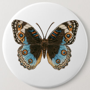 Blue Pansy Butterfly 6 Cm Round Badge