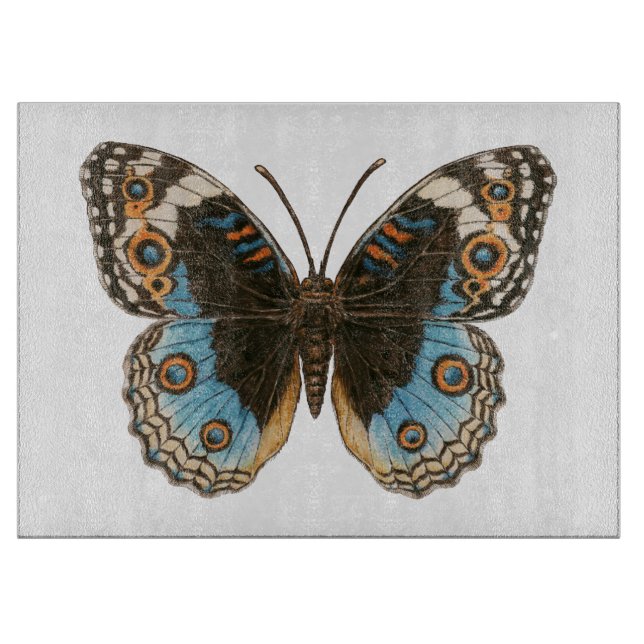 Blue Pansy Butterfly Cutting Board (Front)