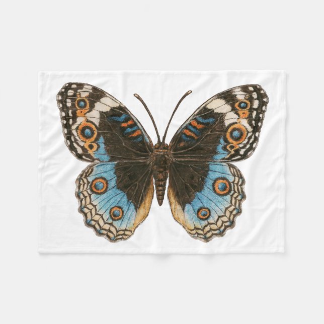 Blue Pansy Butterfly Fleece Blanket (Front (Horizontal))