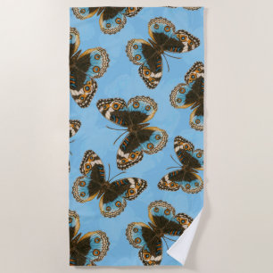 Blue Pansy Butterfly pattern Beach Towel