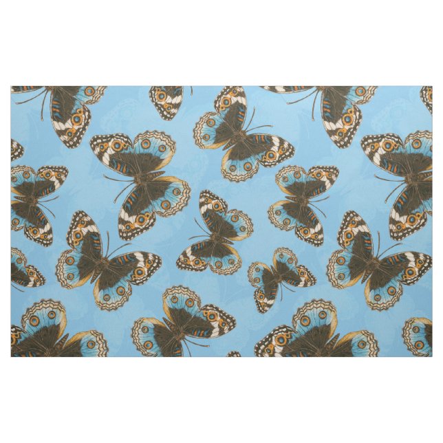 Blue Pansy Butterfly pattern Fabric (Fat Quarter)
