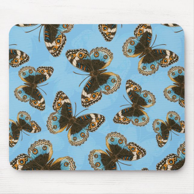 Blue Pansy Butterfly pattern Mouse Pad (Front)