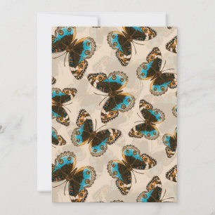 Blue Pansy Butterfly pattern on off white