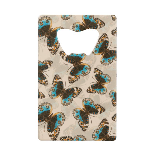 Blue Pansy Butterfly pattern on off white (Front)