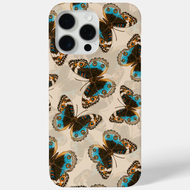 Blue Pansy Butterfly pattern on off white Case-Mate iPhone Case (Back)