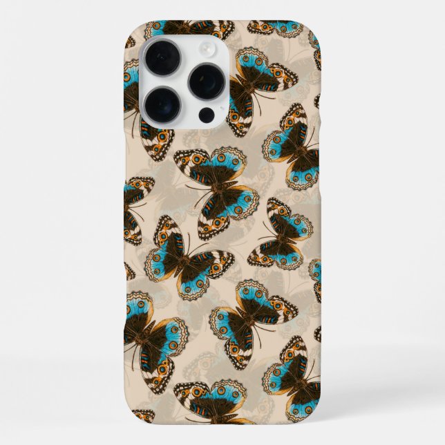 Blue Pansy Butterfly pattern on off white iPhone Case (Back)