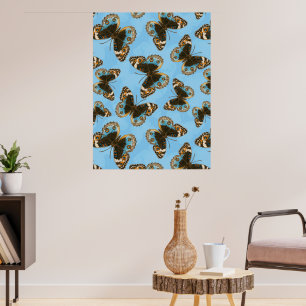 Blue Pansy Butterfly pattern Poster