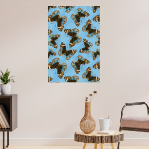 Blue Pansy Butterfly pattern Poster