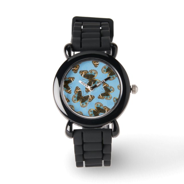 Blue Pansy Butterfly pattern Watch (Front)