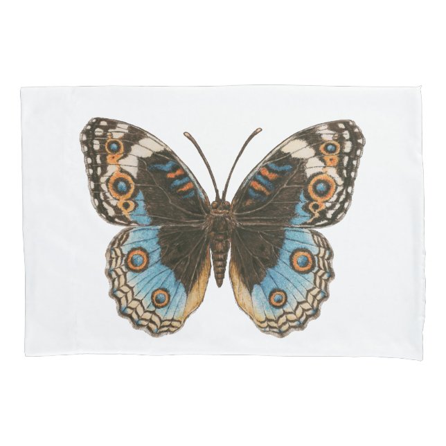 Blue Pansy Butterfly Pillowcase (Front)