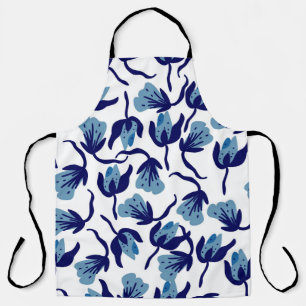 Blue Pansy Floral: Hand-Drawn Seamless. Apron