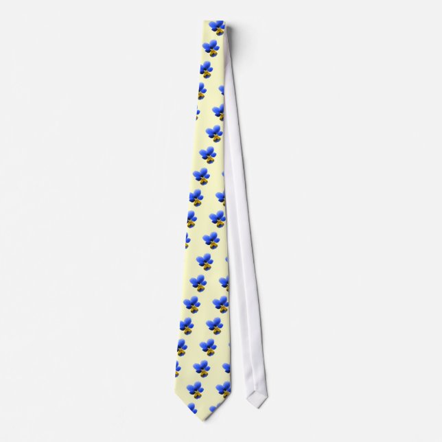 Blue Pansy Floral Tie (Front)