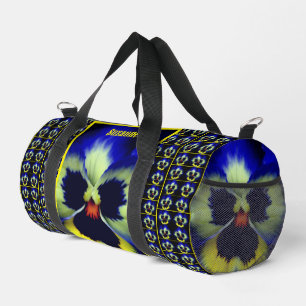 Blue Pansy Flower Personalised Duffle Bag