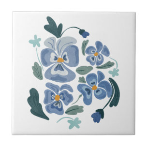 Blue Pansy Flowers Aesthetic Pansies Ceramic Tile