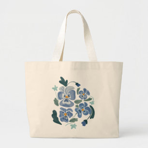 Blue Pansy Flowers Aesthetic Pansies Large Tote Bag
