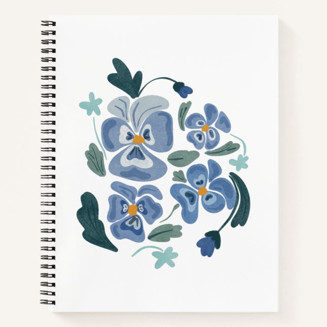 Blue Pansy Flowers Aesthetic Pansies Notebook (Front)