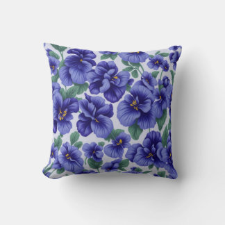 Blue Pansy Flowers Cushion