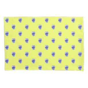 Blue Pansy on Yellow - Pillowcase