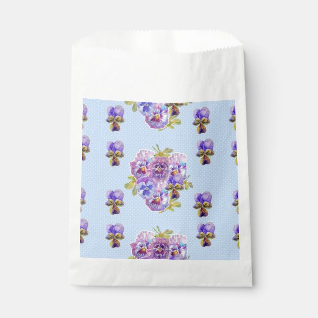 Blue Pansy spot Flowers floral Party Favor Bags (Front)