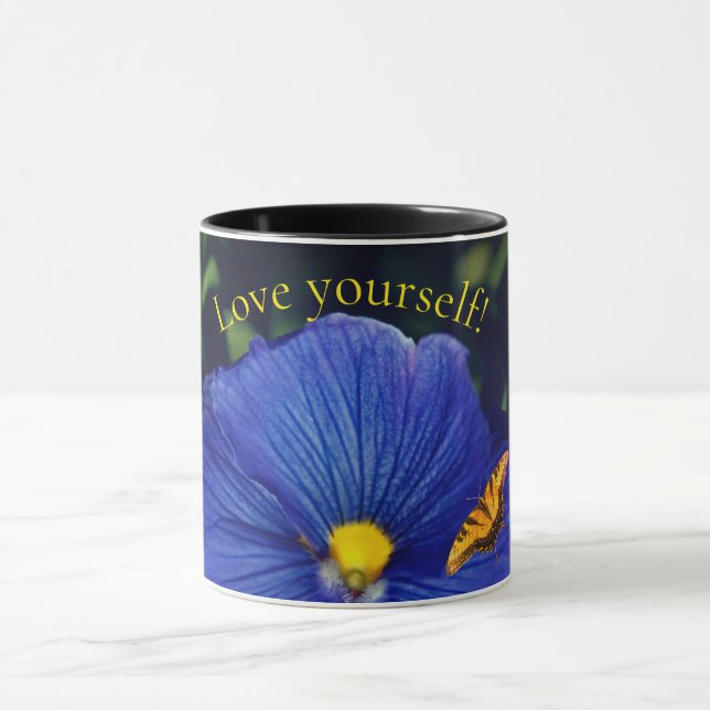 Blue pansy viola mug (Center)