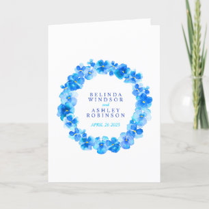Blue pansy watercolor art wedding ceremony program