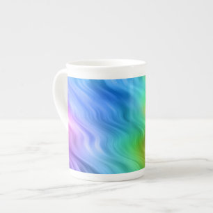 Blue Pansy Wavy Texture Bone China Mug