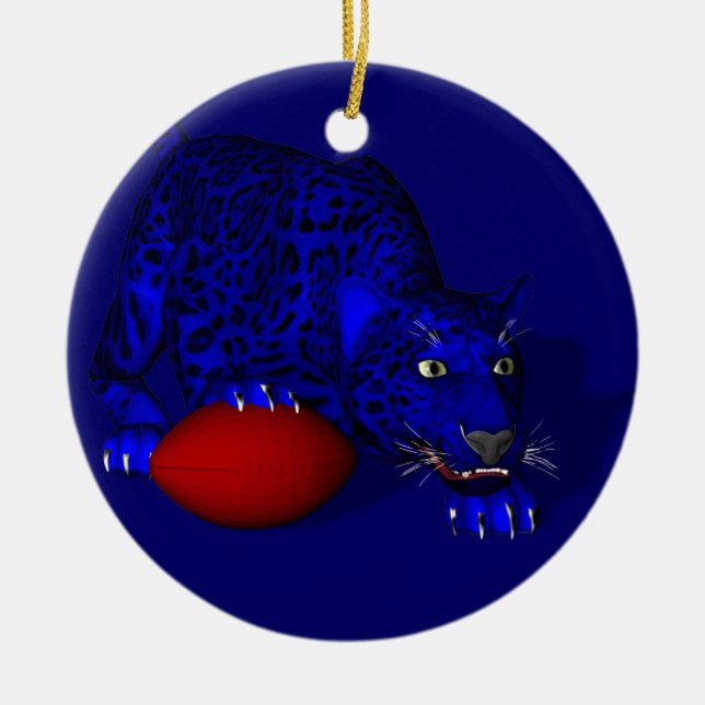 Blue Panther Ceramic Ornament (Front)