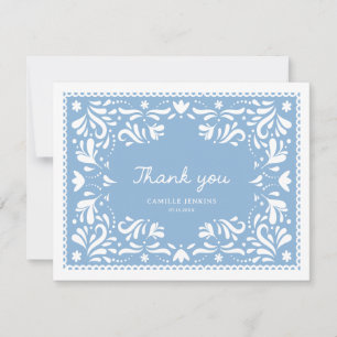 Blue Papel Picado Baby Shower Thank you Card