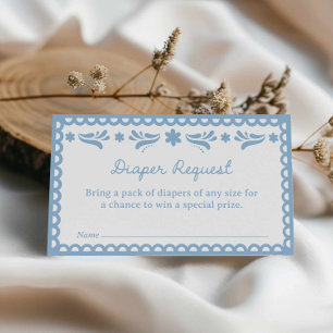 Blue Papel Picado Diaper Raffle Ticket  Enclosure Card
