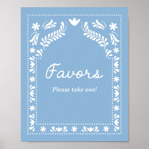Blue Papel Picado Favours Sign