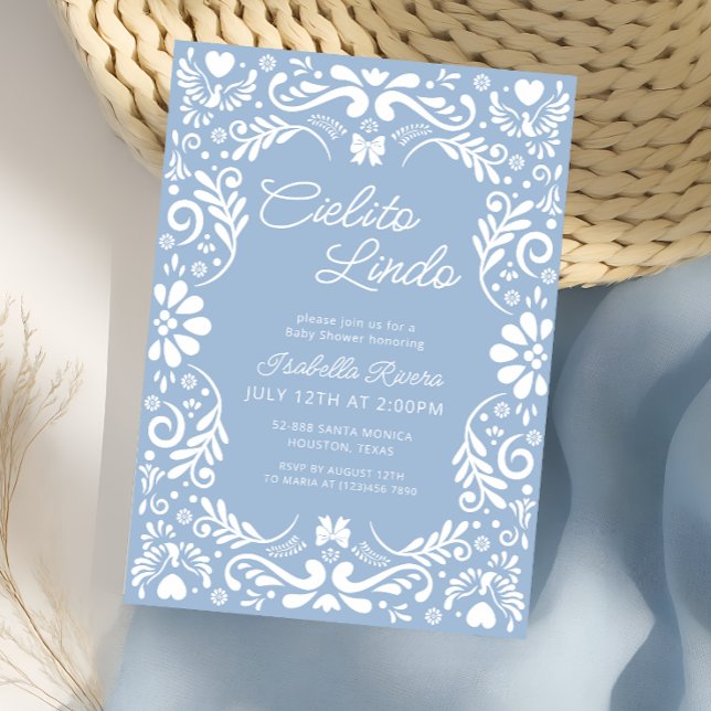 Blue Papel Picado Mexican Boy Baby Shower Invitation (Creator Uploaded)