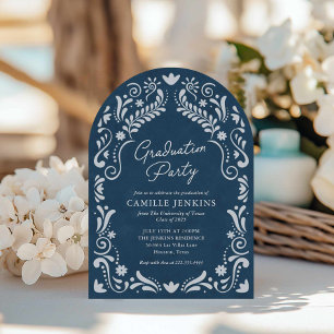 Blue Papel Picado Photo Graduation Invitation
