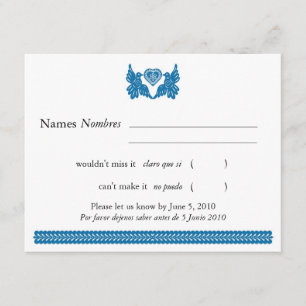 Blue Papel Picado Style Love Birds RSVP Card