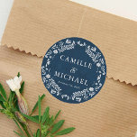 Blue Papel Picado Wedding Favour Classic Round Sticker<br><div class="desc">Complete your favours with this Blue Papel Picado Wedding Sticker! With traditional designs and rich blue tones,  it’s the perfect elegant touch for your special day. Cava Party Design</div>