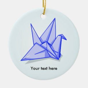 Blue Paper Crane Ceramic Tree Decoration