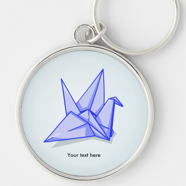 Blue Paper Crane Key Ring (Front)