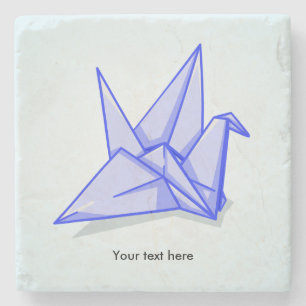 Blue Paper Crane Stone Coaster