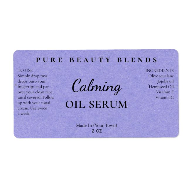 Blue Paper Texture Oil Serum Labels (Front)