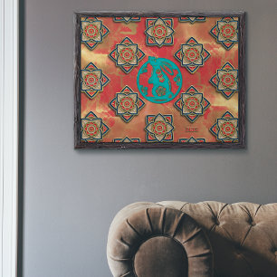 Blue Papercut Rabbit Red Gold Chinese New Year Poster