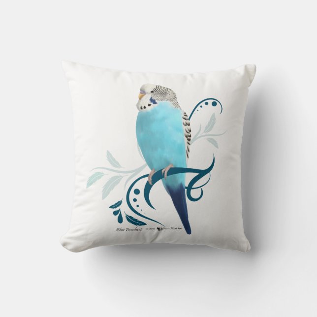Blue Parakeet Cushion (Front)