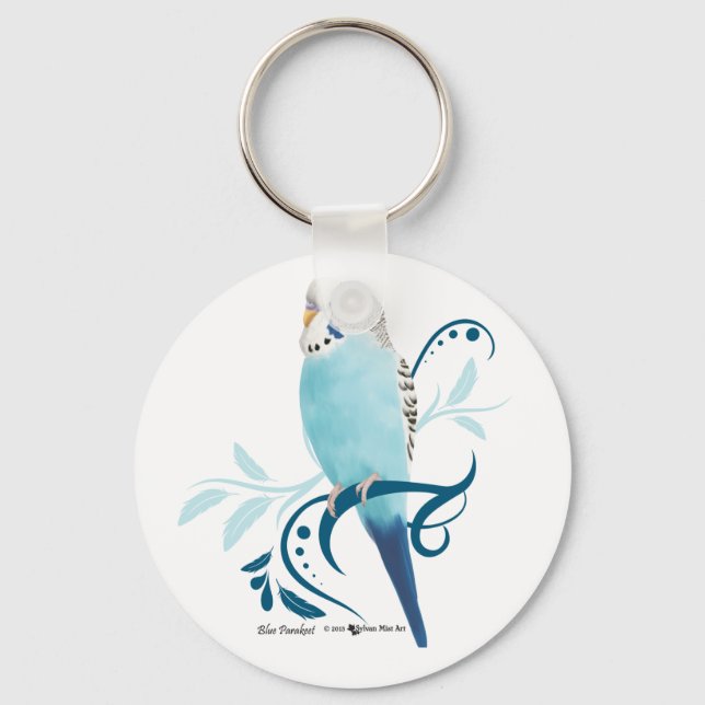 Blue Parakeet Key Ring (Front)