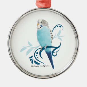 Blue Parakeet Metal Tree Decoration