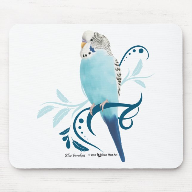 Blue Parakeet Mouse Pad (Front)