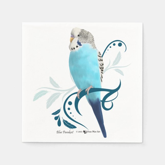 Blue Parakeet Napkin (Front)