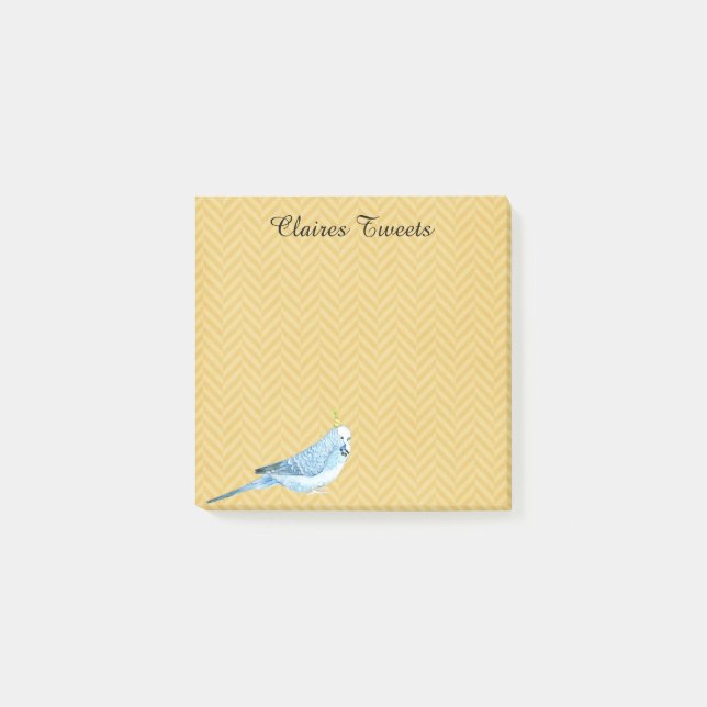 Blue Parakeet With Party Hat 3"x3" Post-it® Notes (Front)
