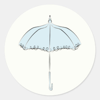 Blue Parasol Classic Round Sticker