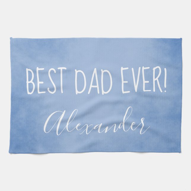 Blue Parchment Best Dad Ever Tea Towel (Horizontal)