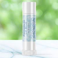 Blue parchment paper style lip balm tube label
