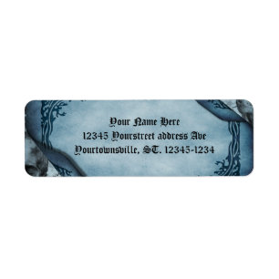 Blue Parchment Scroll Gothic Return Address  Return Address Label
